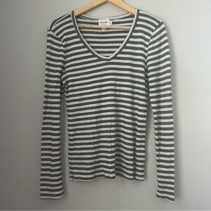 Michael Stars for Anthropologie long sleeve v neck horizontal stripe metallic